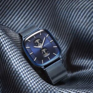 Titan Avant Garde Blue Dial Quartz Multifunction Stainless Steel Watch for Men NT90178QM01