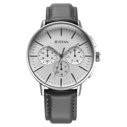 Titan Light Leathers 90200SL01 Men’s Watch with Silver Dial and Leather Strap