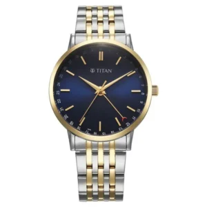 Titan 90202BM01 Men’s Watch with Blue Dial and Two-Toned Stainless Steel Strap