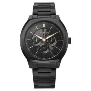 Titan 90213NM01 Regalia Arc Black Dial Black Stainless Steel Strap Watch for Men