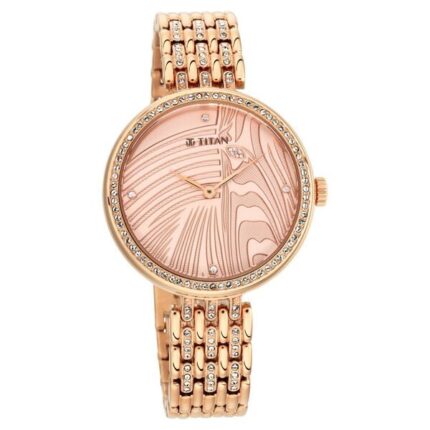 Titan NT95129WM01 Animalia Watch with Rose Gold Dial and Stainless Steel Strap