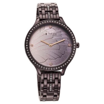 Titan Glitz Purple Dial Analog Stainless Steel Watch for Women NS95209QM01
