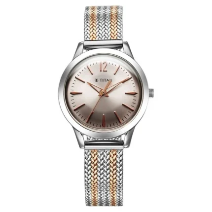 Titan 95287KM01 Women’s Watch with Pink Dial and Metal Strap