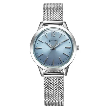 Titan 95287SM01 Women’s Watch with Blue Dial and Metal Strap