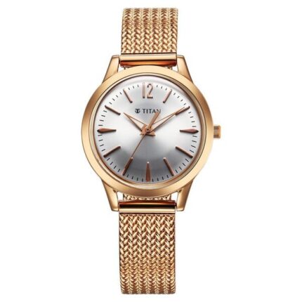 Titan 95287WM01 Women’s Watch with Silver Dial and Metal Strap