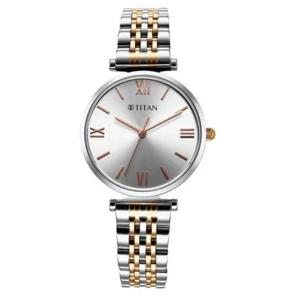Titan 95313KM01 Women’s Watch with Silver Dial and Metal Strap