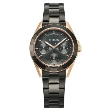 Titan Glamour 95315KM02 Women’s Watch with Grey Dial and Stainless Steel Strap
