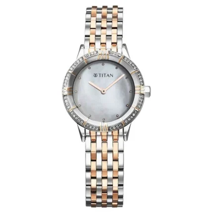 Titan Glamour 95316KM01 Women’s Watch with Mother of Pearl Dial and Two-Tone Strap