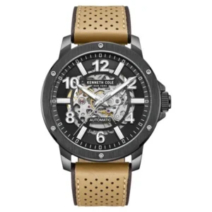 Kenneth Cole Automatic Black Dial Brown Leather Strap Watch for Men – NTKCWGE0013105MN
