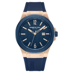 Kenneth Cole Quartz Analog with Date Blue Dial Silicone Strap Watch for Men – NTKCWGN0034403MN