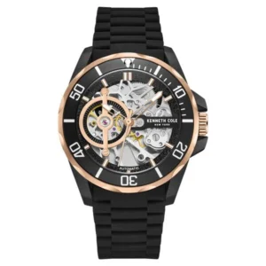 Kenneth Cole Automatic Black Dial Black Silicone Strap Watch for Men – KCWGR0012804MN