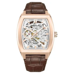 Kenneth Cole Automatic White Dial Leather Strap Watch for Men – NTKCWGX0063802MN