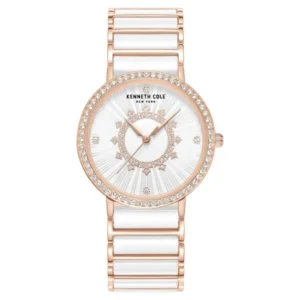 Kenneth Cole Quartz Analog White Dial White Stainless Steel & Ceramic Strap Watch for Women – NTKCWLG0062601LD