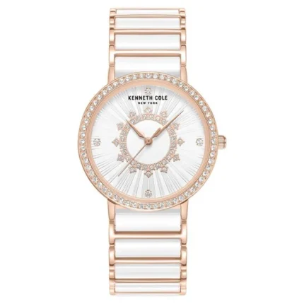 Kenneth Cole Quartz Analog White Dial White Stainless Steel & Ceramic Strap Watch for Women – NTKCWLG0062601LD