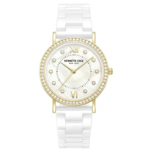 Kenneth Cole Quartz Analog White Dial White Ceramic Strap Watch for Women – NTKCWLG0062801LD