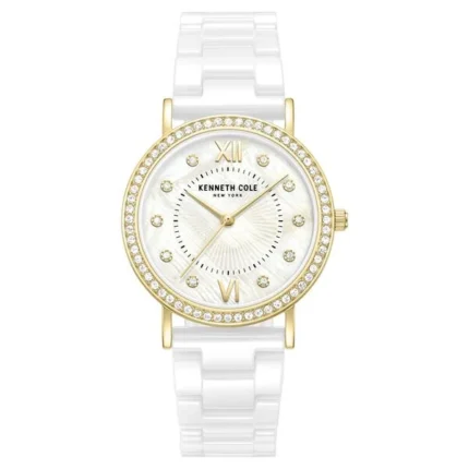 Kenneth Cole Quartz Analog White Dial White Ceramic Strap Watch for Women – NTKCWLG0062801LD