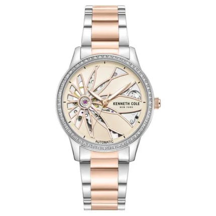 Kenneth Cole Automatic Rose Gold Dial Two-Toned Stainless Steel Strap Watch for Women – NTKCWLL0060903LD