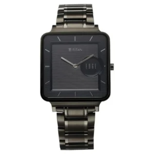 Titan Edge Quad NT10017QM01 Men’s Blue Dial Grey Stainless Steel Strap Watch