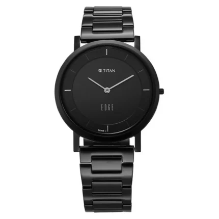 Titan Edge NT1595NM01 Men’s Black Dial and Black Stainless Steel Strap Watch