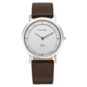 Titan Edge NT1595SL03 Men’s Silver Dial Leather Strap Watch