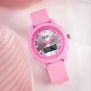 Zoop Ana-Digi Watch with Silver Dial and Pink Strap for Girls Kids 16046PP02