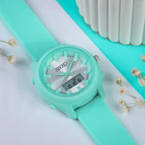 Zoop Ana-Digi Watch with Silver Dial and Green Strap for Girls Kids 16046PP03