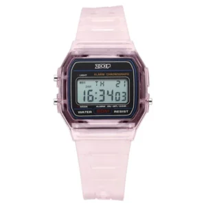 Zoop Transparent Digital Watch with Black Dial and Pink Strap for Girls Kids 16049PP03
