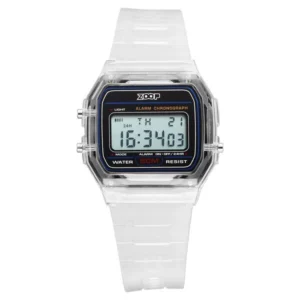 Zoop Transparent Digital Watch with Black Dial and White Strap for Girls Kids 16049PP04