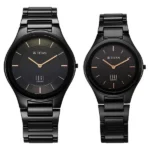 Titan Edge Pair NT16962653NC01 Black Dial Ceramic Strap Couple Watch Set