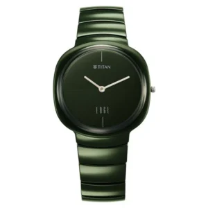 Titan Squircle Camo NT1841QC05 Unisex Green Dial Ceramic Strap Watch
