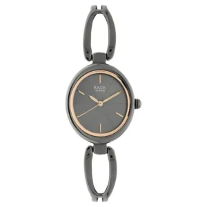 Titan Raga Viva Women’s Watch with Anthracite Dial and Rose Gold Metal Strap – NT2579QM01