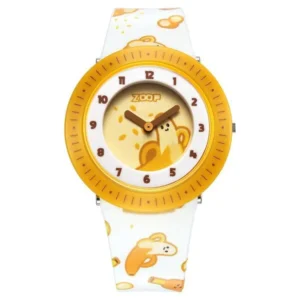 Zoop Analog Yellow Dial Watch for Girls with White Strap – 26007PP11W