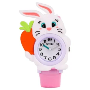 Zoop Analog Bunny Rabbit Watch with White Dial and Pink Strap for Kids 26043PP01