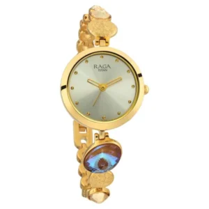 Titan Raga Moments of Joy NT2606YM07 Women’s Mother of Pearl Dial and Golden Metal Strap Watch