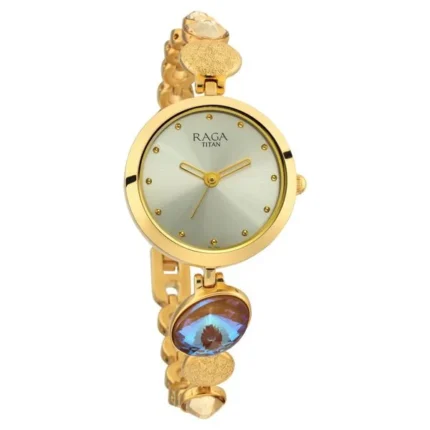 Titan Raga Moments of Joy NT2606YM07 Women’s Mother of Pearl Dial and Golden Metal Strap Watch