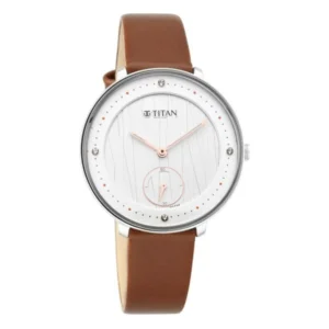 Titan Svelte NS2651SL01 Women’s White Dial Multi-Function Leather Strap Watch