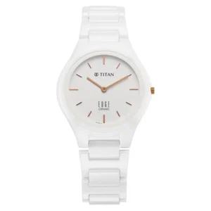 Titan Edge Ceramic NT2653QC04 Women’s Arctic White Dial and Ceramic Strap Watch