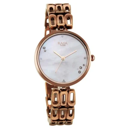 Titan Raga Chic Women’s Watch with Mother of Pearl Dial and Rose Gold Strap – NT2659QM01