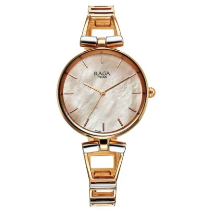 Titan Raga Ascend Women’s Watch with Mother of Pearl Dial and Two-Tone Metal Strap – NT2747KM01