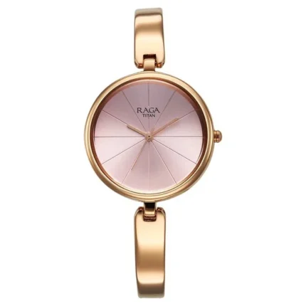 Titan Raga Showstopper Women’s Watch with Pink Dial and Metal Strap – 2772WM01