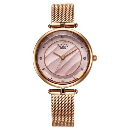 Titan Raga Showstopper Pink Dial with Rose Gold Metal Strap Watch – 2773WM01