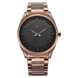 Fastrack Quartz Analog Black Dial Brown Stainless Steel Strap Watch for Men - 3273QM01