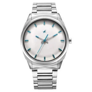 Fastrack Quartz Analog White Dial Silver Stainless Steel Strap Watch for Men - NT3273SM01
