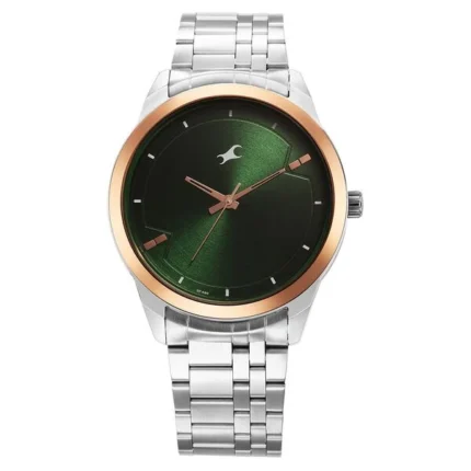 Fastrack Stunners Quartz Analog Green Dial Metal Strap Watch for Men - NT3308KM03