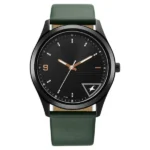 Fastrack Stunners Quartz Analog Black Dial Green Leather Strap Watch for Men – 3317NL01