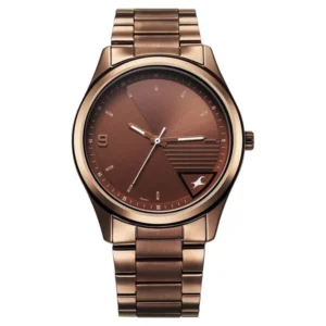 Fastrack Stunners Quartz Analog Brown Dial Brown Metal Strap Watch for Men 3317QM02