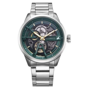 Fastrack Automatics Green Dial Silver Metal Strap Automatic Watch for Men 3318SM01