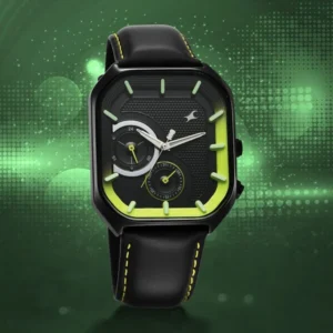 Fastrack Groove Multifunction Black Dial Leather Strap Watch for Men 3321NL01