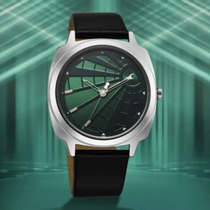 Fastrack Groove Quartz Analog Green Dial Leather Strap Watch for Men 3322SL01