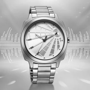 Fastrack Groove Quartz Analog Silver Dial Stainless Steel Watch for Men 3322SM01